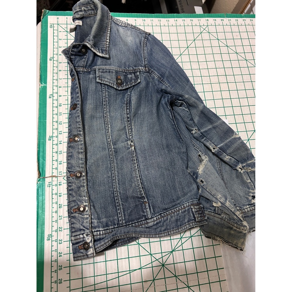 Coldwater Creek 16 Distressed Embroidered Denim Jacket Blue Sequin Boho Trucker - Picture 6 of 15